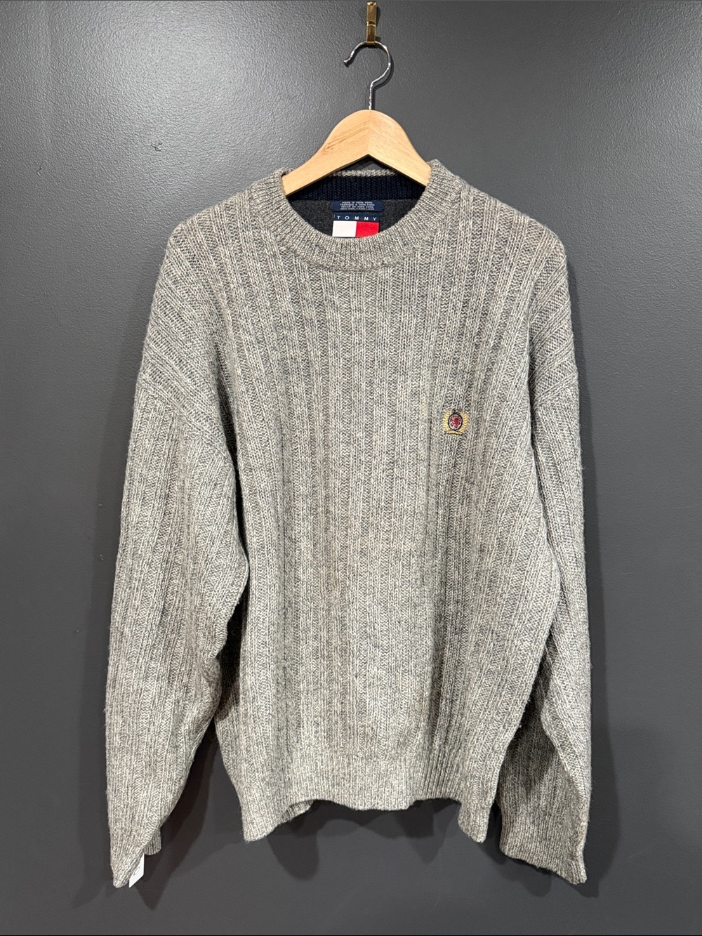 Tommy Hilfiger Gray Ribbed Crewneck Sweater